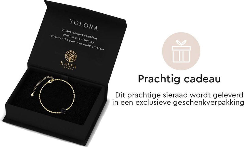 Yolora ladies bracelet with charm - Black Kalpa Camaka Crystal - Gold colored - 18k yellow gold gilt - Women bracelet gold - jewelry - Gift box - Luxury Giftbox - Gift Box - Beautiful Gift Package - Exclusive Gift Packing