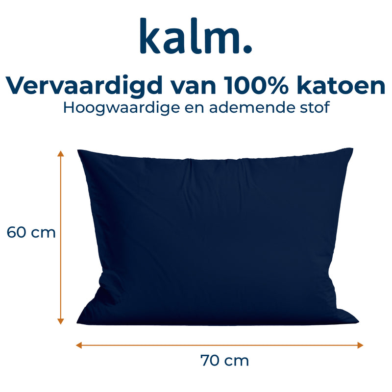 Kalm Kussensloop 60x70cm - 100% Hoogwaardige Katoen - Comfortabel en Vochtregulerend - Blauw/Wit