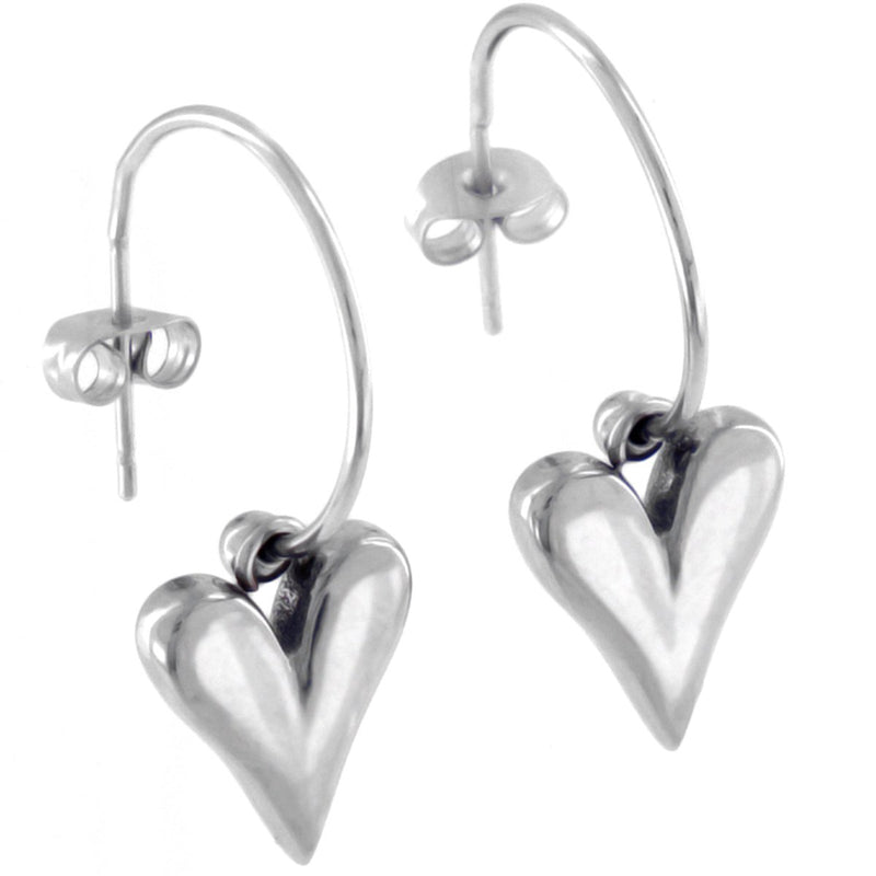 Laura Ferini Ladies Hearts Earrings Airola Silver - Silver colored Women Earrings Heart - Waterproof Stainless Steel - Supplied in Luxury Gift Packing - With Jewelry box - Stainless steel Jewelry - Accessories
