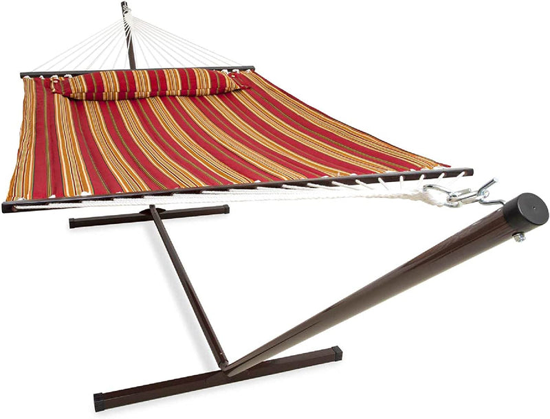 Vita5 hammock with chassis, up to 2 persons / 200 kg, 190 * 140, removable pillow, weather and UV file - Rot / Braun