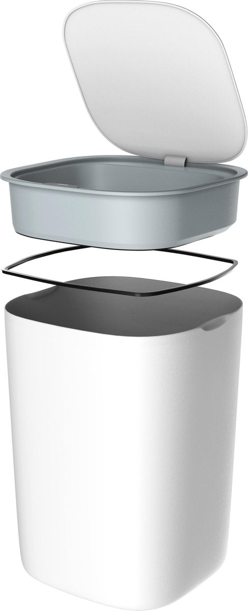 Stangvollby Bredbyn Sensor prullenbak - 9 Liter - Wit - Hygiënische automatische deksel - Prullenbakje duurzaam ABS Kunststof - Soft close - Vingerafdrukvrij - Wit - 9 liter - Toilet afvalemmer - Badkamer afvalbak - Witte Elektrische Prullenbak