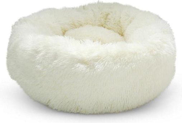 Snoozle Donut Hondenmand - Zacht en Luxe Hondenkussen - Wasbaar - Fluffy - Hondenmanden - 50cm - Wit