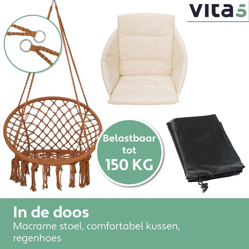 Vita5 Macramé Hanging chair - Brown/Beige