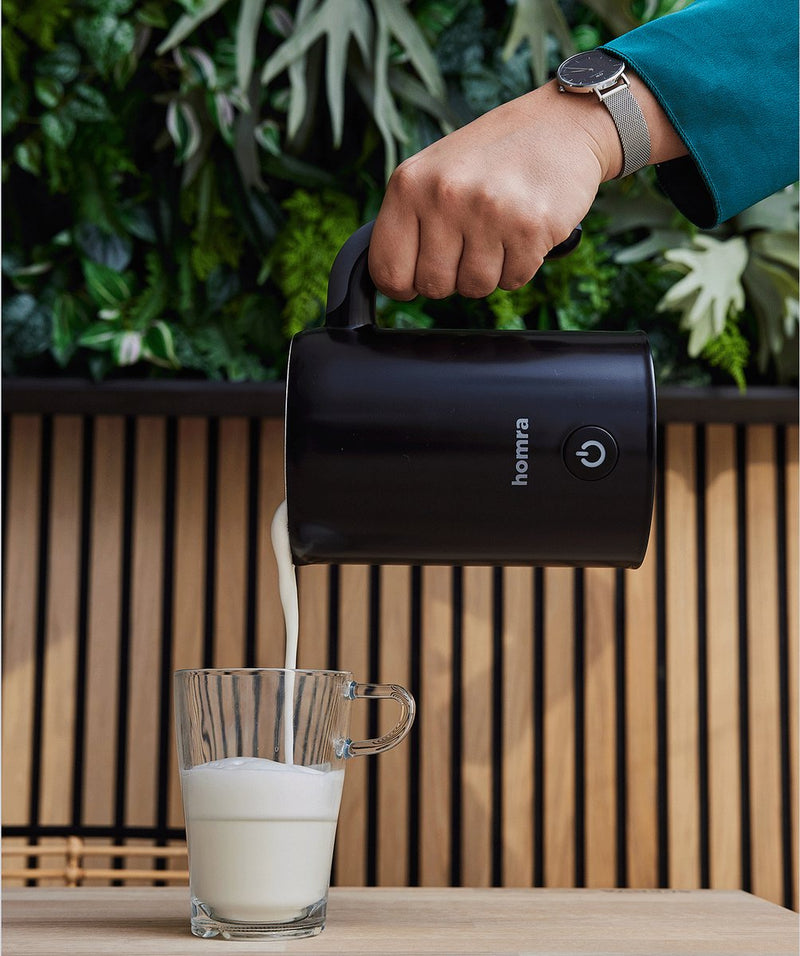 Homra Milk Frother Black - 3 -in -1 Milk frother - Warm & Cold Foured Milk - Electric - Four and Heat - Warm Milk - Multiple Functions - Plastic - Stainless Steel - Coffee - Cappuccino - Cafè Latte - Latte Macchiato