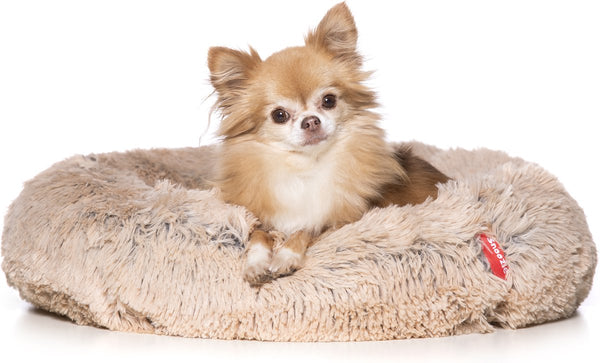 Snoozle Donut Hondenmand - Zacht en Luxe Hondenkussen - Wasbaar - Fluffy - Hondenmanden - 50cm - Beige