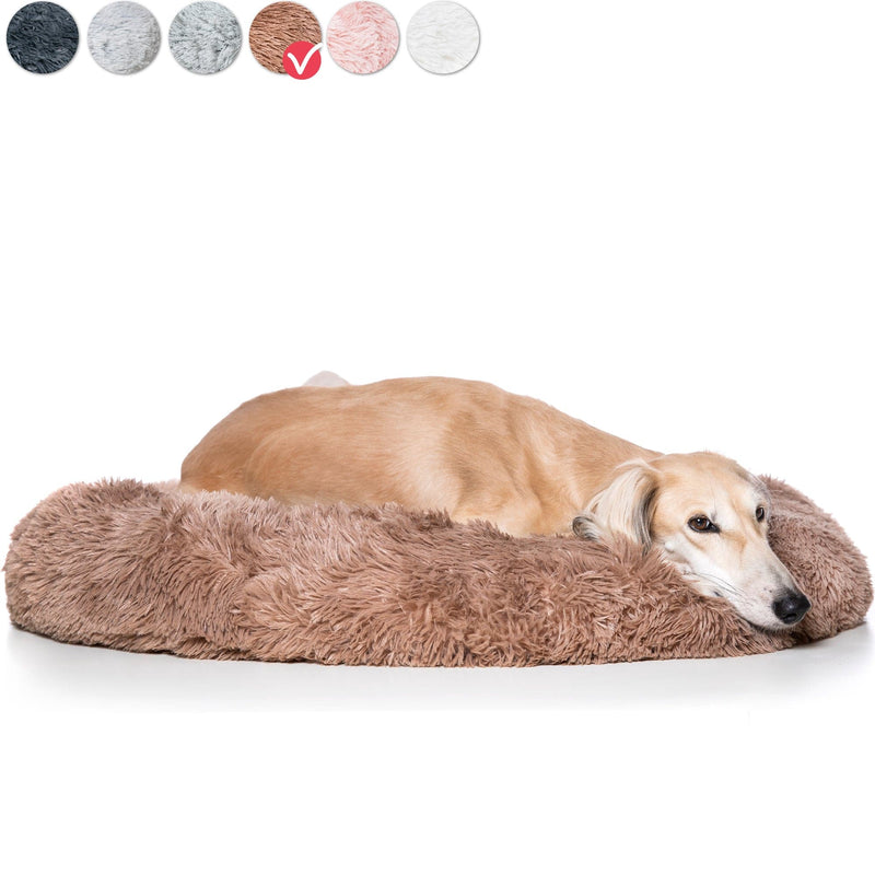 Snoozle Donut Hondenmand - Zacht en Luxe Hondenkussen - Wasbaar - Fluffy - Hondenmanden - 100cm - XXL - Dark Coffee