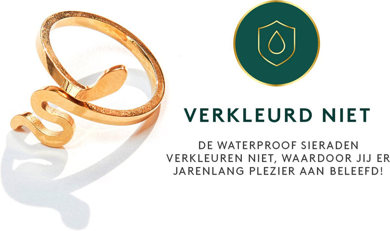 Laura Ferini Dames Ring Verona Goud - Goudkleurige Verstelbare Ring - 18K Geelgoud Verguld - Slang - Dames Ringen - Sieraad - Accessoires - Sieraden