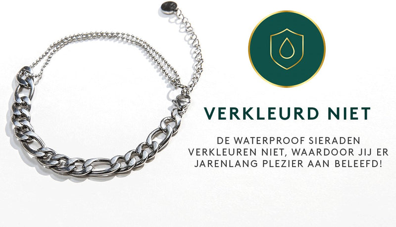Laura Ferini Dames Armband Prego Zilver - Zilverkleurige Schakelarmband - 18K Witgoud Verguld - Sieraad - Accessoires - Sieraden - Dames Armbandje