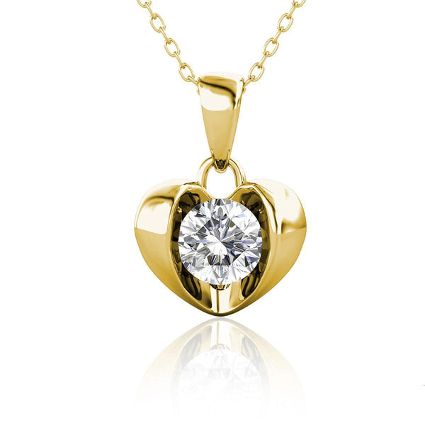 Yolora ladies necklace with pendant heart - Kalpa Camaka crystal - gold colored - 18k yellow gold gilt - Women's necklace gold - jewelry - necklace - luxury gift box - gift box - Gift box - Beautiful gift box - Exclusive gift box