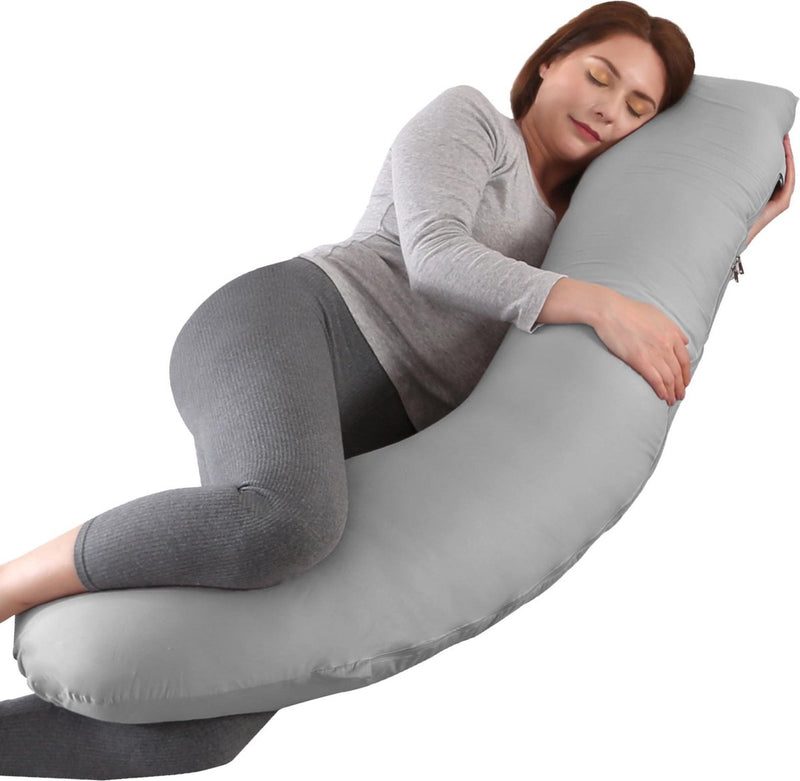 Litollo® Zwangerschapskussen (J-vorm) - Zijslaapkussen - Voedingskussen - Lichaamskussen - Body pillow - 145cm - Afneembare hoes - Blau