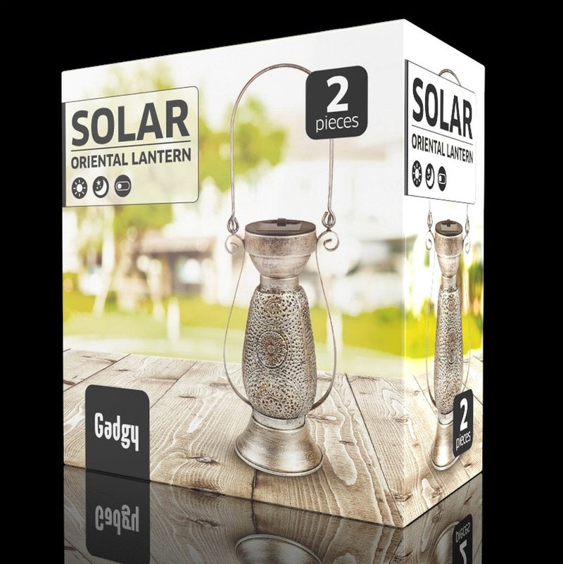 Gadgy Solar Tafellamp Petroleum – Set van 2– metaal