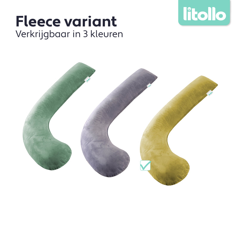 Litollo® Zwangerschapskussen (J-vorm) - Fleece Okergeel