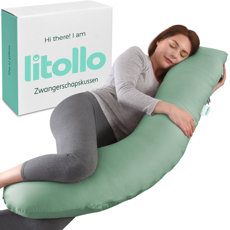 Litollo® Zwangerschapskussen (J-vorm) - Olijfgroen