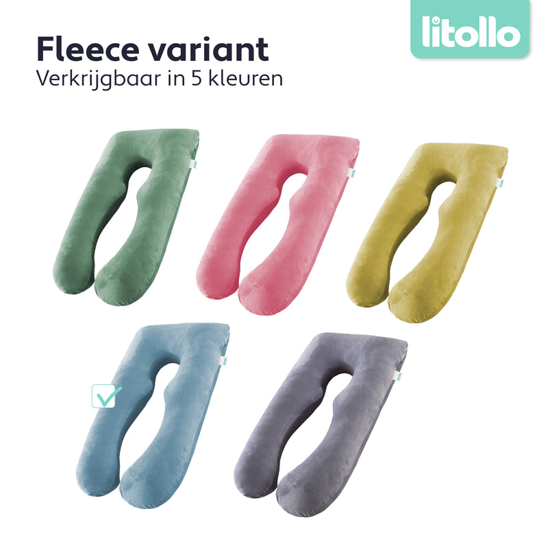 Litollo® Zwangerschapskussen hoes Fleece XXL 280cm - Blauw