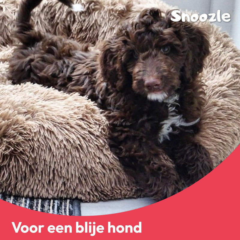 Snoozle Donut dog basket - Soft and luxurious dog cushion - Washable - Fluffy - Dog Bands - 80cm - Gray