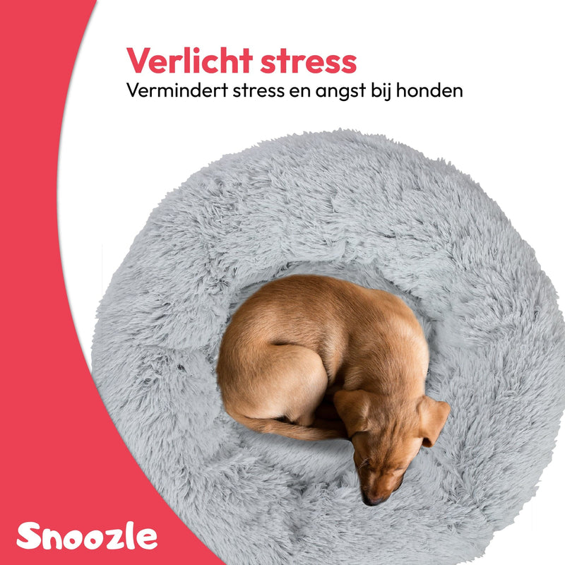 Snoozle Donut Hondenmand - Zacht en Luxe Hondenkussen - Wasbaar - Fluffy - Hondenmanden - 100cm - XXL - Lichtgrijs