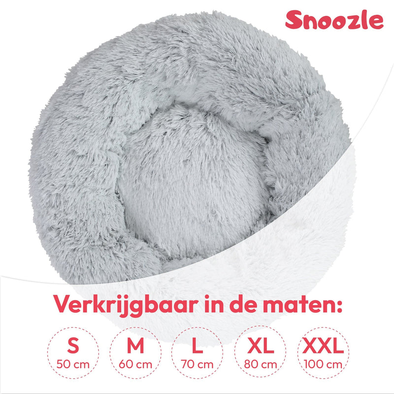 Snoozle Donut Hondenmand - Zacht en Luxe Hondenkussen - Wasbaar - Fluffy - Hondenmanden - 50cm - Lichtgrijs