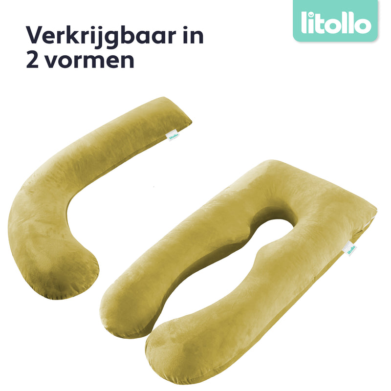 Litollo® Zwangerschapskussen (J-vorm) - Fleece Okergeel