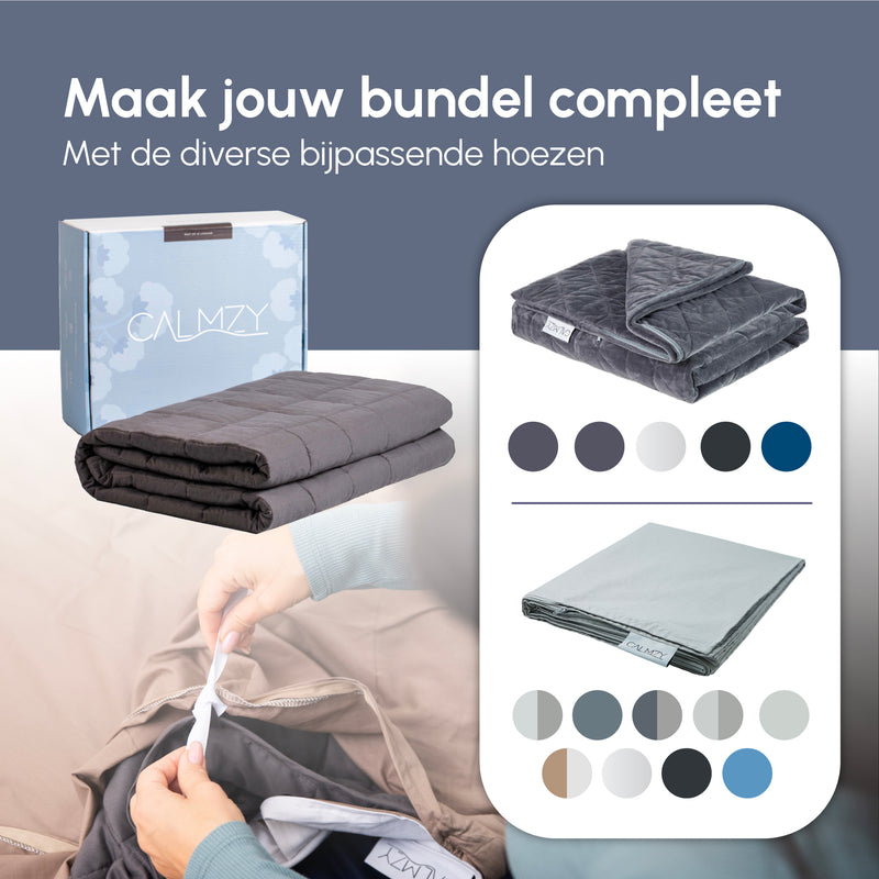 Calmzy Superior Soft - Duvet cover - Verzwaringsdeken hoes - 150 x 200 cm - Superzacht - Comfortabel - Grijs/lichtgrijs