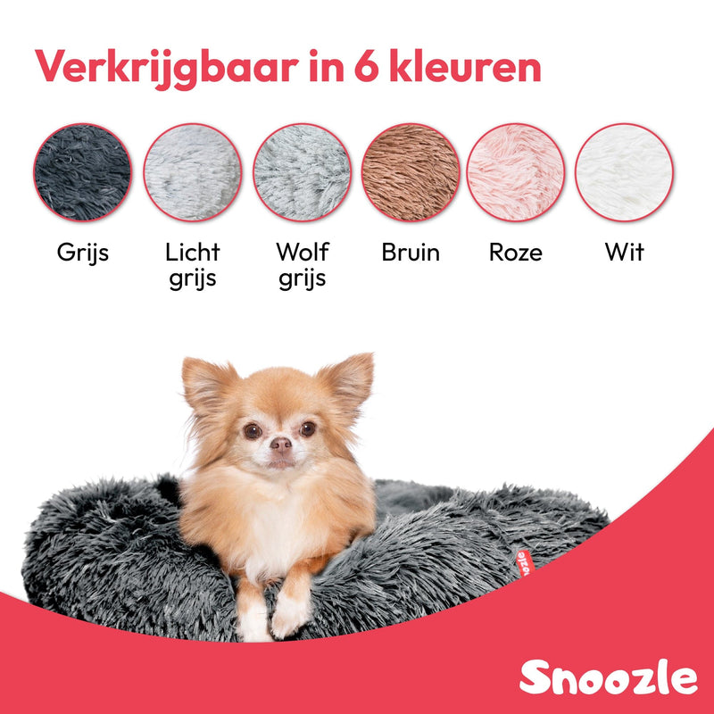 Snoozle Donut Hondenmand - Zacht en Luxe Hondenkussen - Wasbaar - Fluffy - Hondenmanden - 80cm - Grijs