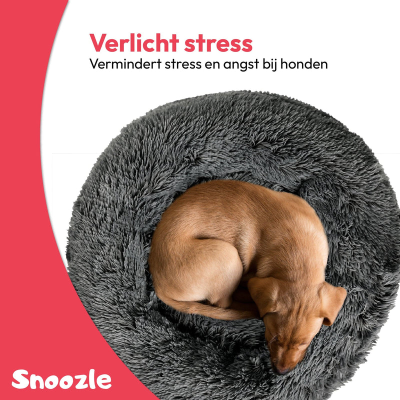 Snoozle Donut Hondenmand - Zacht en Luxe Hondenkussen - Wasbaar - Fluffy - Hondenmanden - 80cm - Grijs
