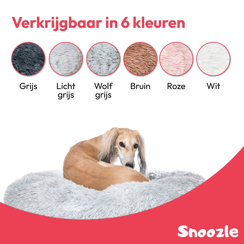 Snoozle Donut dog basket - Soft and luxurious dog cushion - Washable - Fluffy - Dog baskets - 80cm - light gray