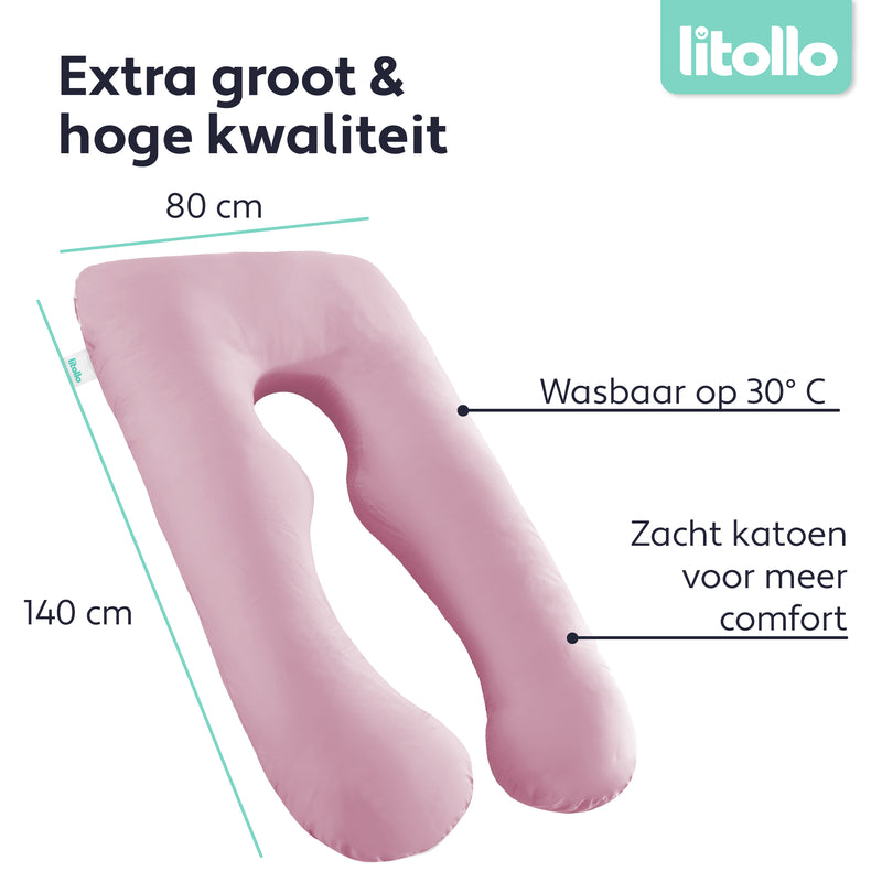 Litollo® Zwangerschapskussen hoes katoen XXL 280cm - Roze